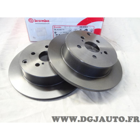 Jeu 2 disques de frein arriere plein 280mm diametre Brembo 08.A335.11 pour toyota avensis T25 