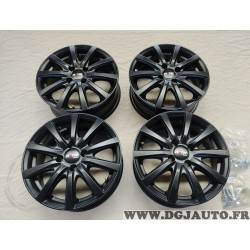 Lot 4 jantes alliage aluminium noir 6x15 4x100 ET38 63.40 15" 15 pouces avec boulons Platin 201081 P69 RP12-6015 38 X2 