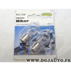 Blister 2 ampoules de feu 12V P21/5W BAY15D RMW380 pour moto scooter 