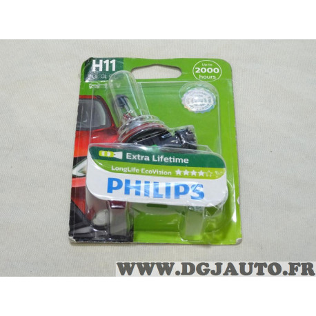 Ampoule de phare H11 longlife ecovision Philips 12362LLECOB1 36310430 pour fiat alfa romeo lancia peugeot renault citroen merced