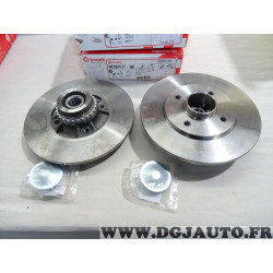 Jeu 2 disques de frein arriere plein avec roulement de roue 238mm diametre Brembo 08.5834.37 pour renault clio 2 II