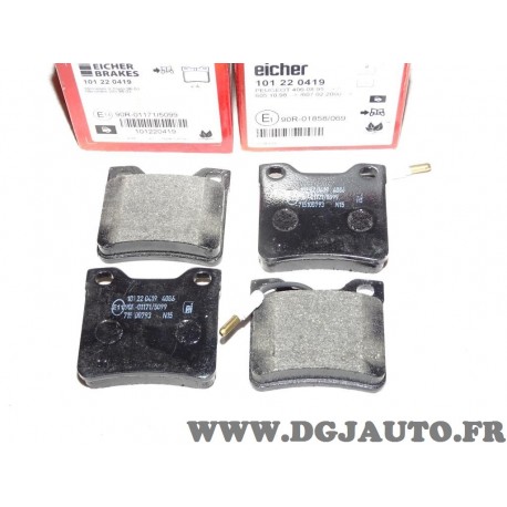 Jeux 4 plaquettes de frein arriere montage teves Eicher 101220419 pour mercedes vito W638 peugeot 406 605 607 