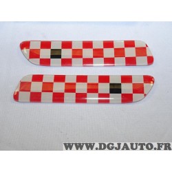 Paire baguettes moulure aile damier rouge Fiat 50901998 pour fiat 500 partir de 2007