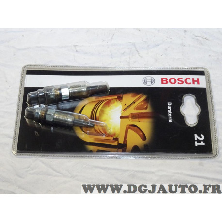 Blister 2 bougies de prechauffe Bosch N°21 0250201941 pour audi 80 90 100 seat cordoba ibiza terra toledo skoda felicia volkswag