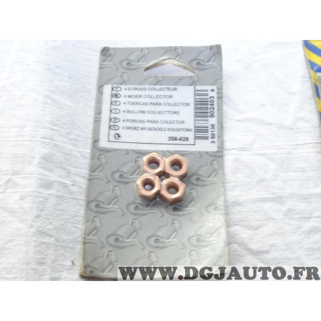 Blister 4 ecrous M8 fixation tuyau echappement Bosal 258028 pour pour divers véhicules fiat alfa romeo lancia citroen peugeot me