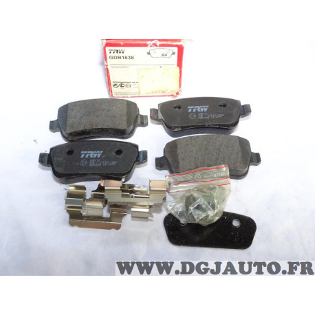 Jeu 4 plaquettes de frein arriere montage TRW TRW GDB1638 pour fiat croma 2 II partir de 2005 