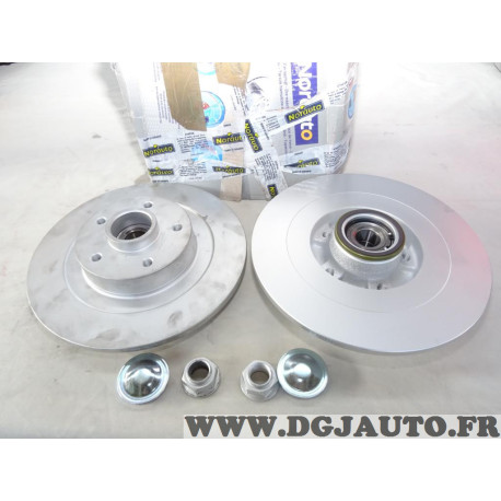 Jeu 2 disques de frein arriere plein 260mm diametre avec roulement de roue Norauto NDL0018 pour renault kangoo 2 II partir de 20