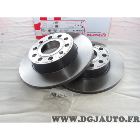 Jeu 2 disques de frein arriere plein 256mm diametre Brembo 08948811 pour audi A3 seat altea toledo 3 III skoda octavia 2 II supe