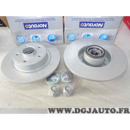 Jeu 2 disques de frein arriere plein 274mm diametre avec roulement et bague ABS Norauto NDL0006 pour renault laguna 2 II 