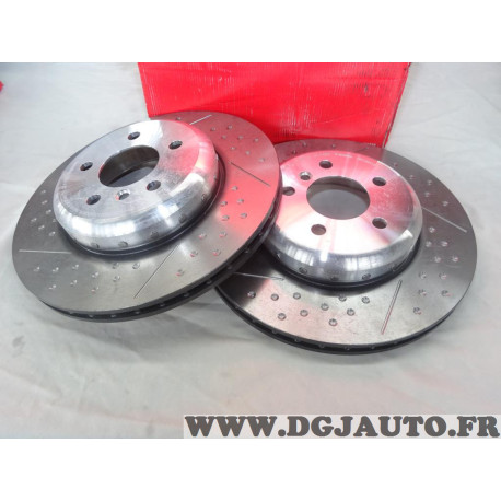 Jeu 2 disques de frein arriere ventilé 345mm diametre perforé Brembo 09C39513 pour BMW serie 3 4 F30 F31 F32 F33 F34 F36 F80 F82