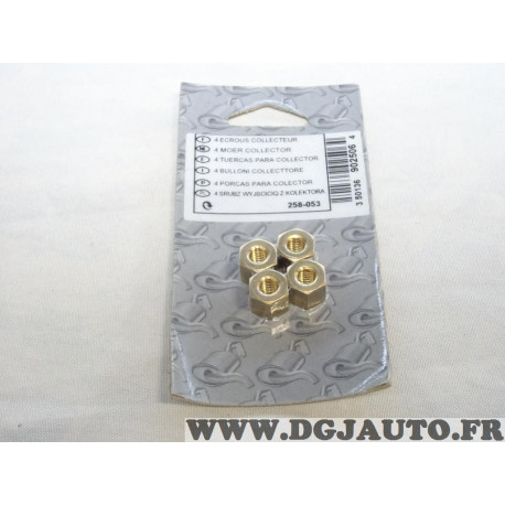 Lot 4 ecrous M8 fixation collecteur echappement Bosal 258-053 pour fiat alfa romeo lancia citroen peugeot mercedes renault volks